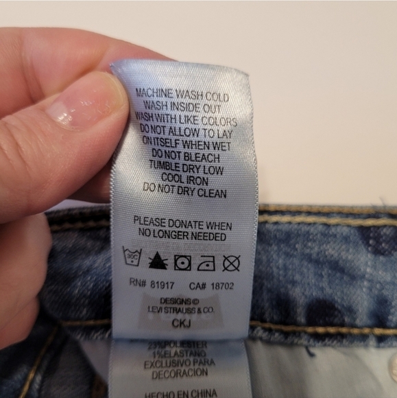 Levi's shortly short size 7 blue polka dot denim - Picture 12 of 15